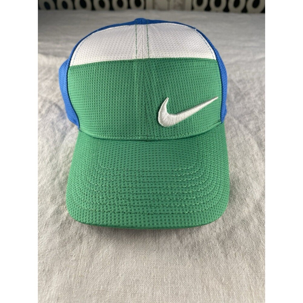 NIKE Hat Cap Adult Blue Green Strapback Colorblock Nike Golf Running Jogging